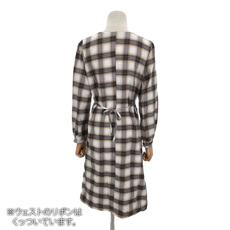 チェック柄シャツワンピース ワンピース 長袖 前開き チェック柄 V