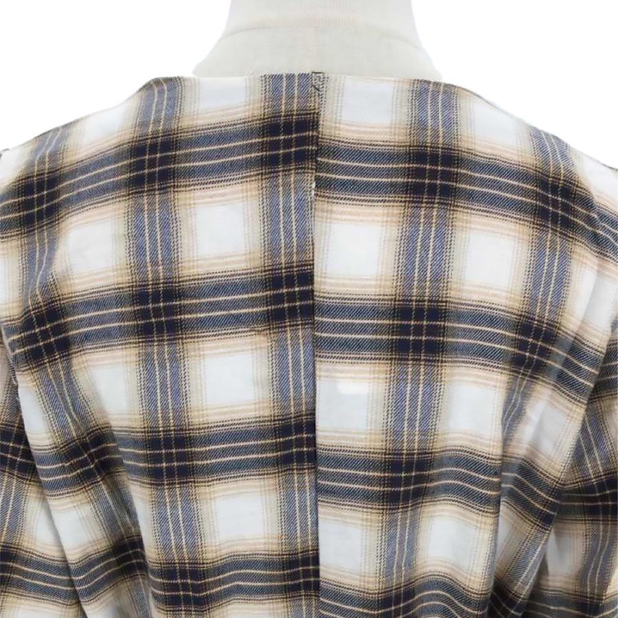 チェック柄シャツワンピース ワンピース 長袖 前開き チェック柄 V