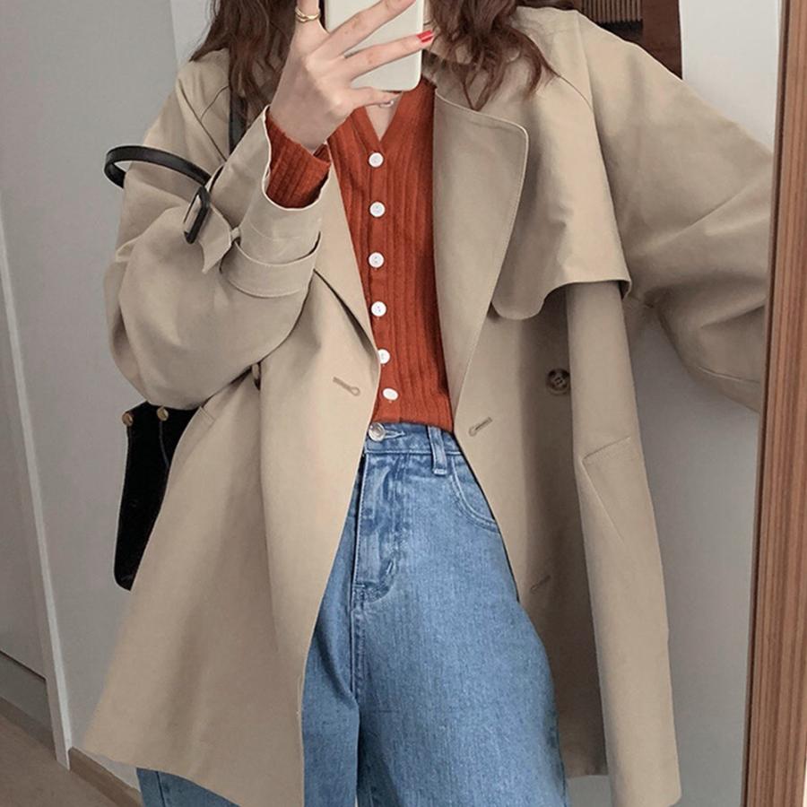 ハーフトレンチコート レディース アウター 長袖 秋服 冬服 10代 20代