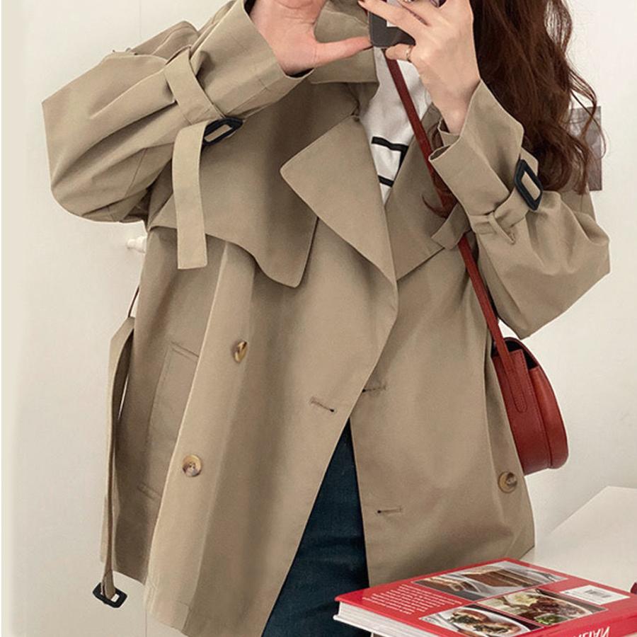 ハーフトレンチコート レディース アウター 長袖 秋服 冬服 10代 20代