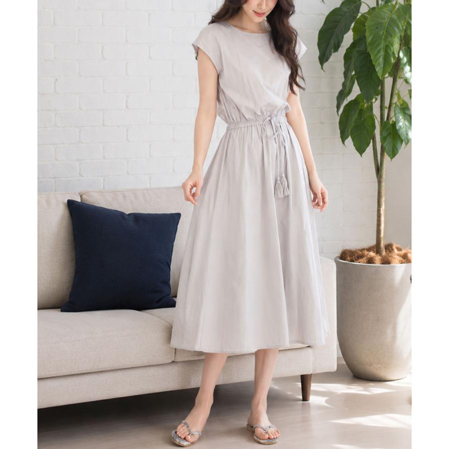 ロングワンピース 夏 レディース ロング丈 Aライン 半袖 無地