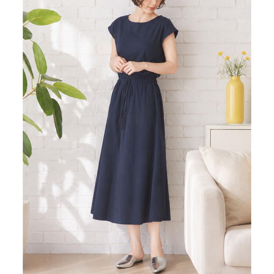 ロングワンピース 夏 レディース ロング丈 Aライン 半袖 無地