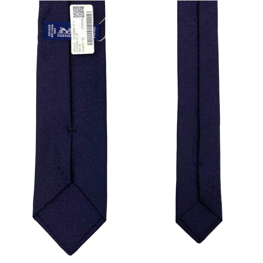 Hermès ファソネ H織り ネクタイ ネイビー