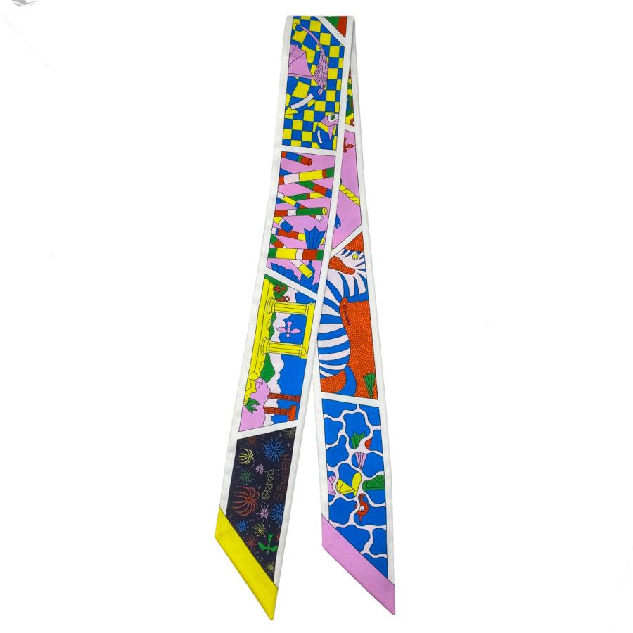 エルメス ツイリー ファクトリー スイート ジョーヌ ローズ ヴェール 新品-