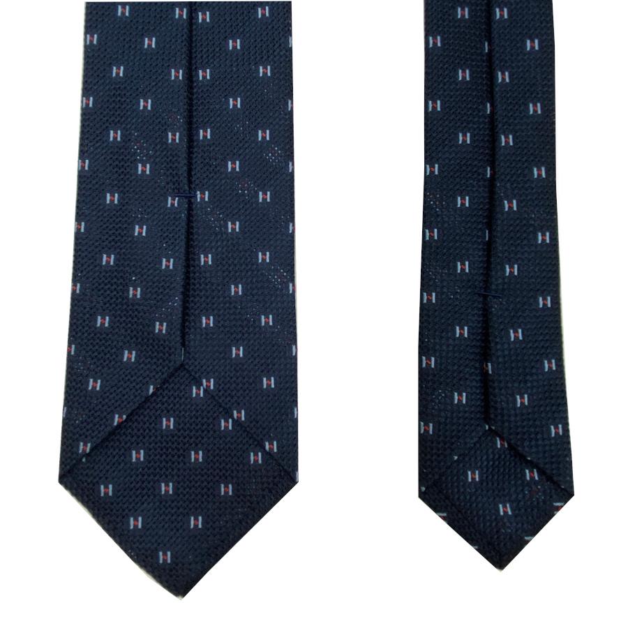 新品】エルメス HERMES ネクタイ 7 cm グレナディン織りシルク マリン 