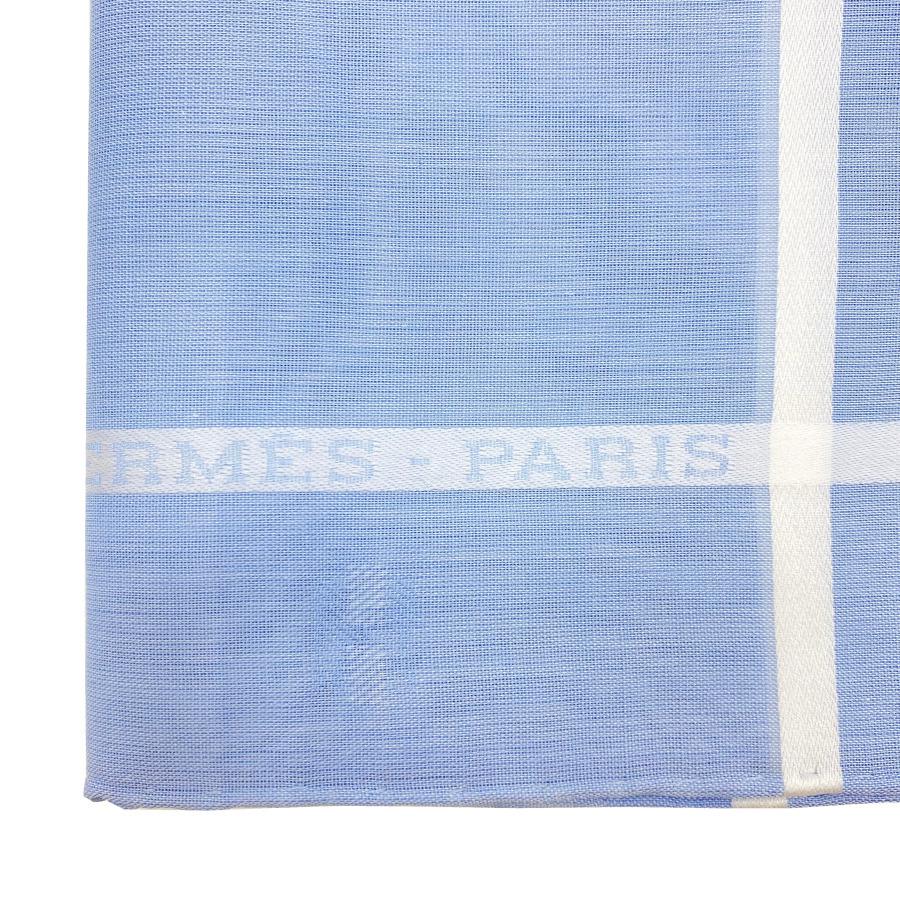 エルメス HERMES ハンカチーフ ハンカチ ジャカード 《 Hパッサン 》 コットン100％ ブルー シエル 48×48cm