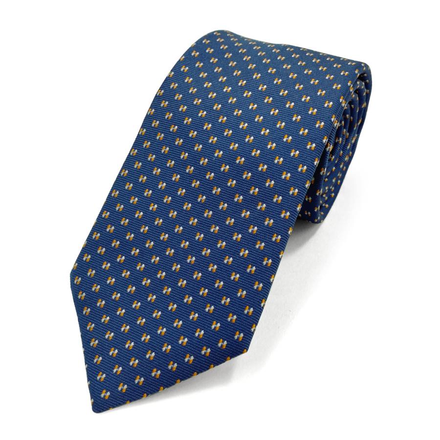 HERMES ネクタイ ネイビー ドット柄