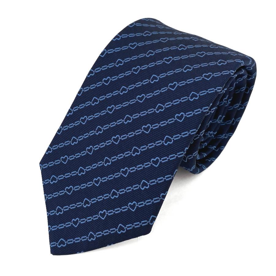 エルメスネクタイ 濃紺 シルクタイ 剣先幅 約7cm