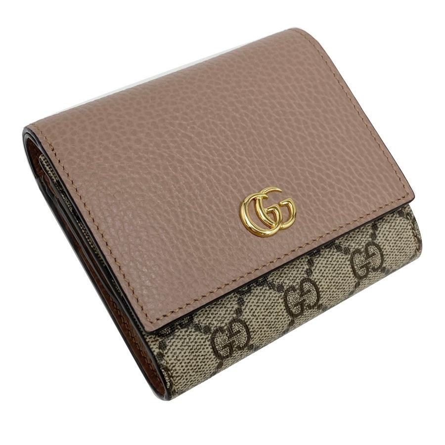 GUCCI 二つ折り財布 GGマーモント　ダスティピンク GUCCI 二つ折り財布GGマーモントダスティピンクレザーウォレット