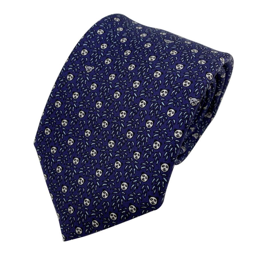 新品】 エルメス HERMES ネクタイ ツイルタイ 8CM ネイビー NAVY 総柄 