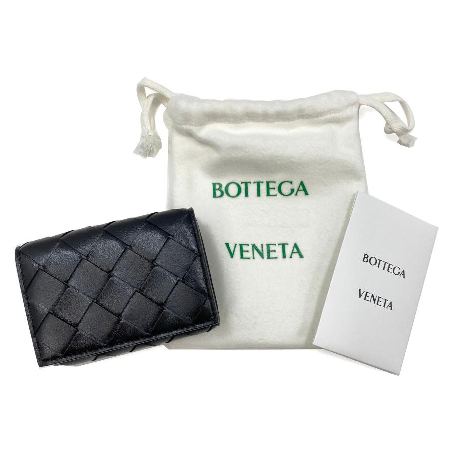 ボッテガヴェネタ BOTTEGA VENETA タイニー 三つ折りウォレット ミニ財布 イントレチャート カーフレザー ラムスキン ネロ ブラック 黒  666944 VCPP3 8425