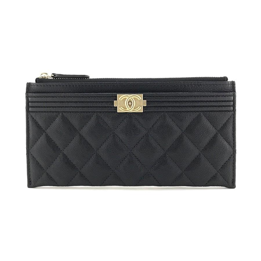 シャネル CHANEL 長財布 ポーチ ボーイシャネル キャビアスキン ブラック ゴールド金具 A81254 Y83621 94305