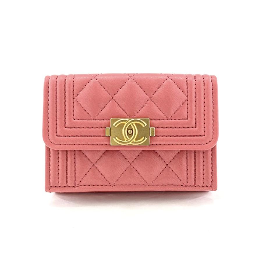 シャネル Chanel 財布 三つ折り ボーイシャネル スモールウォレット マトラッセ ラムスキン ピンク ゴールド金具 A A Brand Selection Stage 通販 Yahoo ショッピング