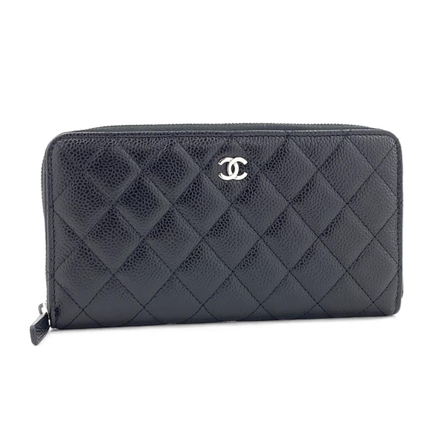 SALE CHANEL 長財布 マトラッセ 黒 ブラック ラウンドファスナー ココ