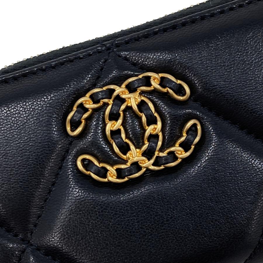 Chanel】19ジップコインパース/ブラック/マトラッセ/24P - 小物