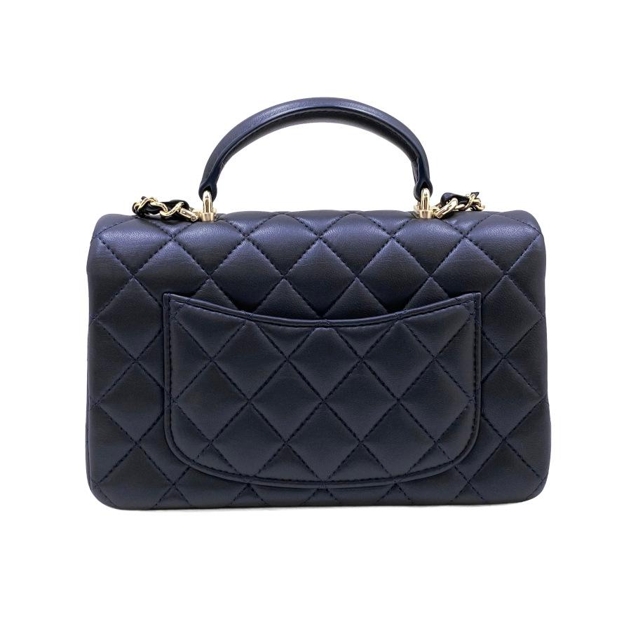 シャネル CHANEL トップハンドル ミニ フラップ バッグ マトラッセ ラムスキン ネイビー ゴールド金具 AS2431 B06660 NJ532  新品