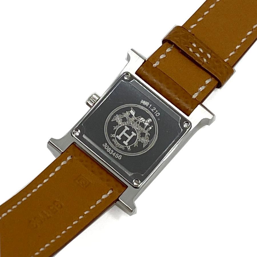 エルメス HERMES 時計 腕時計 《 Hウォッチ 》 ウォッチ クォーツ H ゴールド 茶 ブラウン ホワイト シルバー 金具 銀 白文字盤 スイス製 HH1.210｜amulet｜06