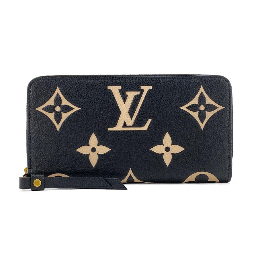 ルイヴィトン LOUIS VUITTON 長財布 ラウンドファスナー ジッピー ウォレット モノグラム アンプラント ブラック ベージュ