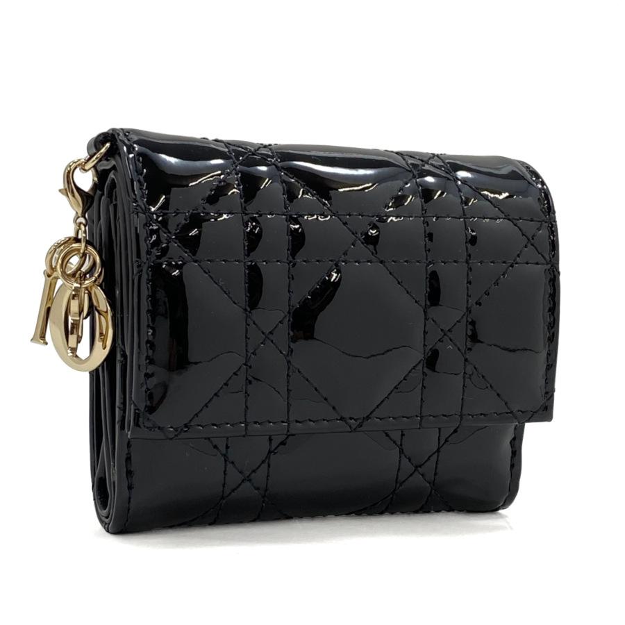 LADY DIOR ロータスウォレット 二つ折り財布 黒 ディオールDior Lady Dior ロータスウォレット 黒ブラック