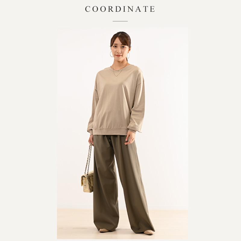 アヤン　トップス　五分袖　無地　ベージュ　リブ JUNOAH｜Meiru クロスネックリブトップス | Rakuten Fashion(楽天