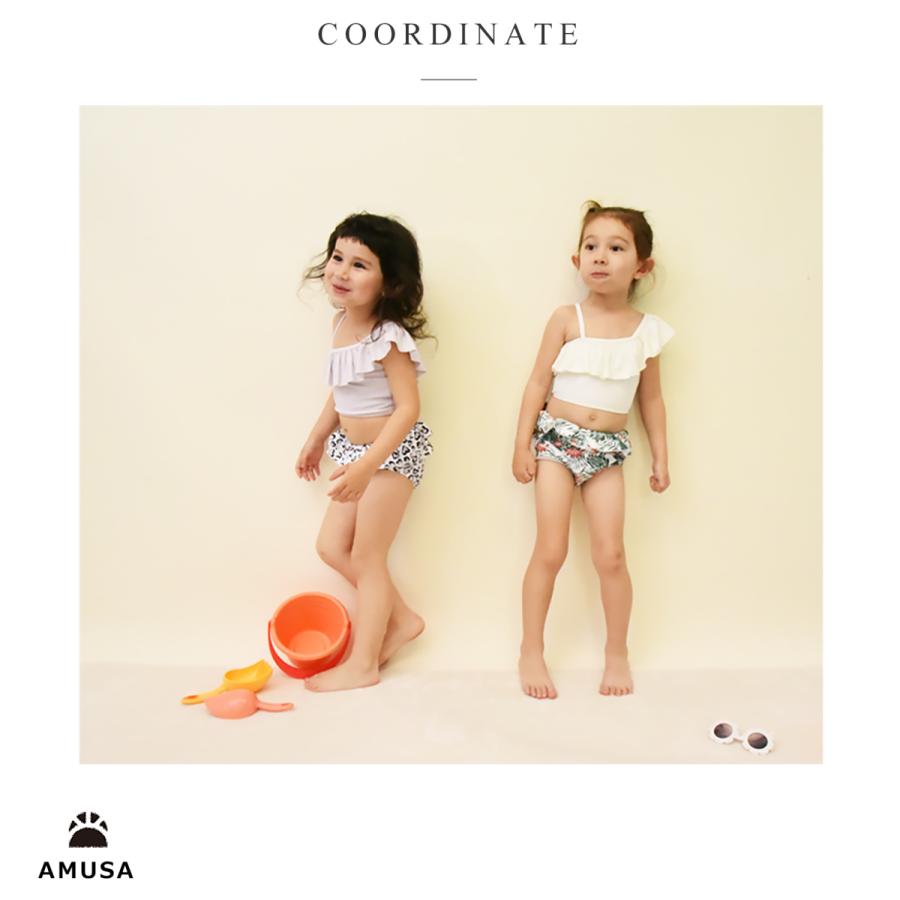 送料無料 ワンショルダー ワンショル 水着 フリル 柄パンツ キッズ水着