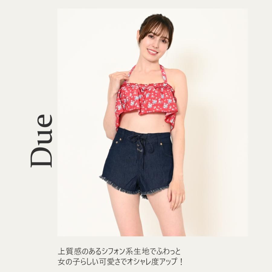 送料無料3点セット デニムショートパンツ 小花柄 ビキニ レディース
