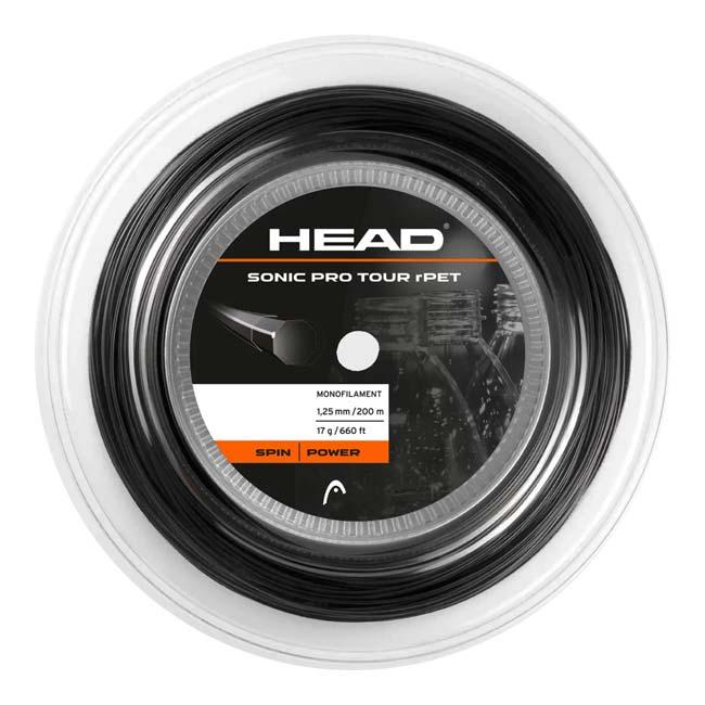 ヘッド(HEAD) Sonic Pro Tour rPET ソニックプロツアーrペット 1.25／1.30mm 200mロール 硬式テニス ポリエステルガット 281122 ブラック(25y11m) | HEAD