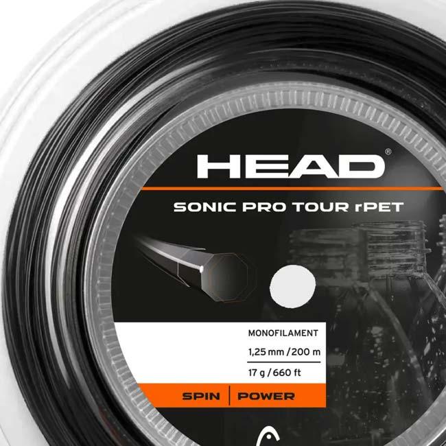 ヘッド(HEAD) Sonic Pro Tour rPET ソニックプロツアーrペット 1.25／1.30mm 200mロール 硬式テニス ポリエステルガット 281122 ブラック(25y11m) | HEAD | 01