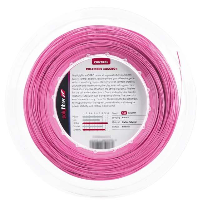 ポリファイバー(Polyfibre) AGGRO アグロ 1.20／1.25mm ピンク 200Mロール 硬式テニス ポリエステルガット(26y3m) |  | 01