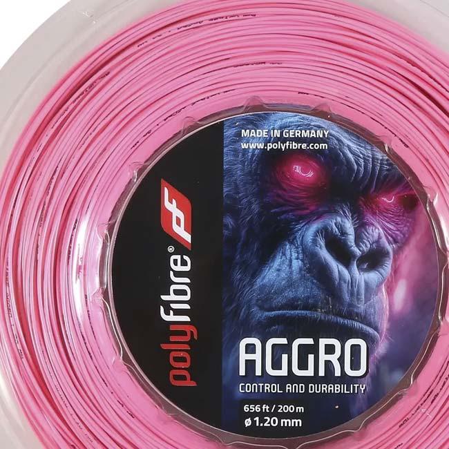 ポリファイバー(Polyfibre) AGGRO アグロ 1.20／1.25mm ピンク 200Mロール 硬式テニス ポリエステルガット(26y3m) |  | 02