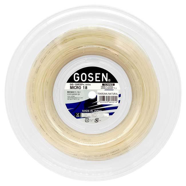 ゴーセン(Gosen) ミクロ18 Micro 18 ナチュラル 1.15mm(1.20mm) 200Mロール 硬式テニスナイロンモノフィラメントガット TS4052 | 