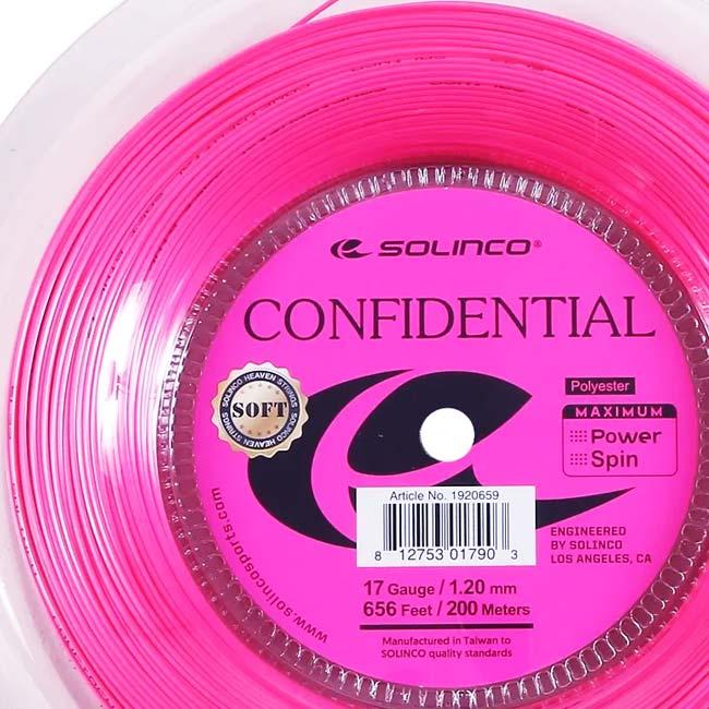 ソリンコ(SOLINCO) CONFIDENTIAL SOFT コンフィデンシャルソフト ピンク 1.15／1.20／1.25／1.30mm 200Mロール 硬式テニスガット ポリエステルガット(26y4m) |  | 01