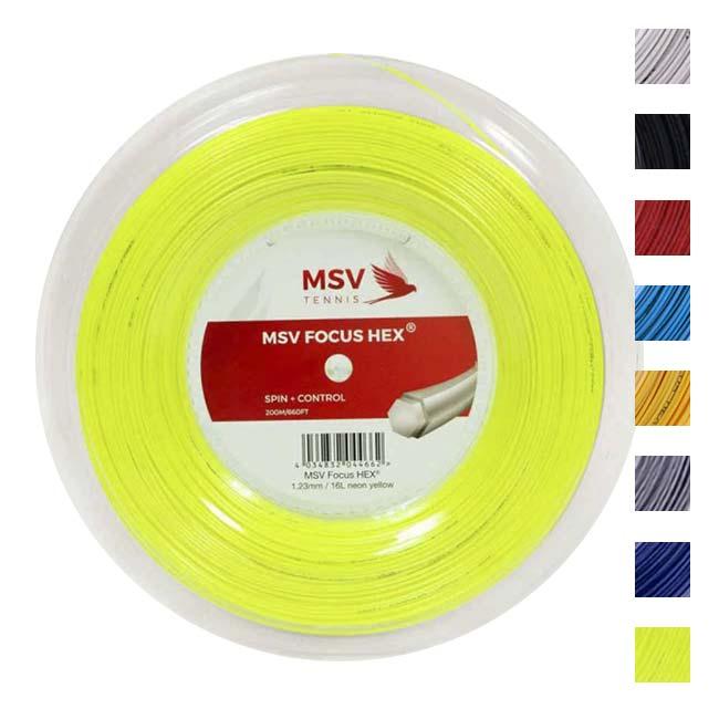 MSV フォーカスヘックス(1.10／1.18／1.23／1.27mm) 200Mロール 硬式テニス ポリエステル ガットMSV Focus HEX(1.10／1.18／1.23／1.27mm) 200ｍ roll strings | 