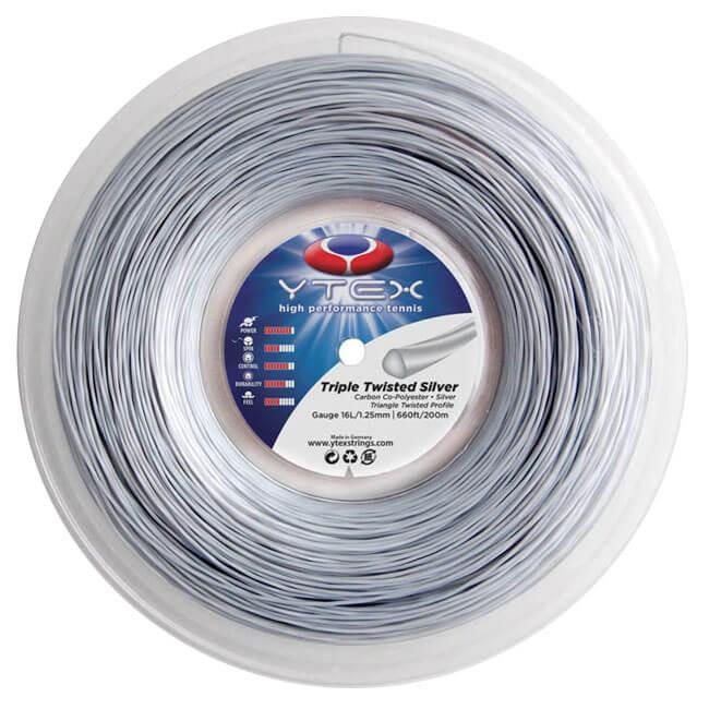 YTEX(ワイテックス) トリプルツイスティッド シルバー 1.25mm 200Mロール 硬式テニス ポリエステルガット (19y6m) | 