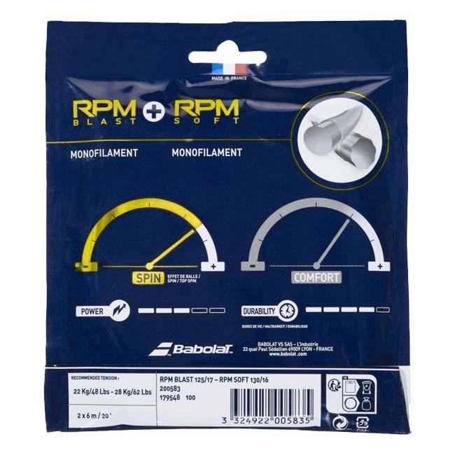 単張パッケージ品 バボラ(Babolat) HYBRID RPM BLAST (1.25mm) ＋ RPM SOFT (1.30mm) 硬式テニス ハイブリッドガット 281039／200583-BK×グレー(23y3m) | Babolat | 01