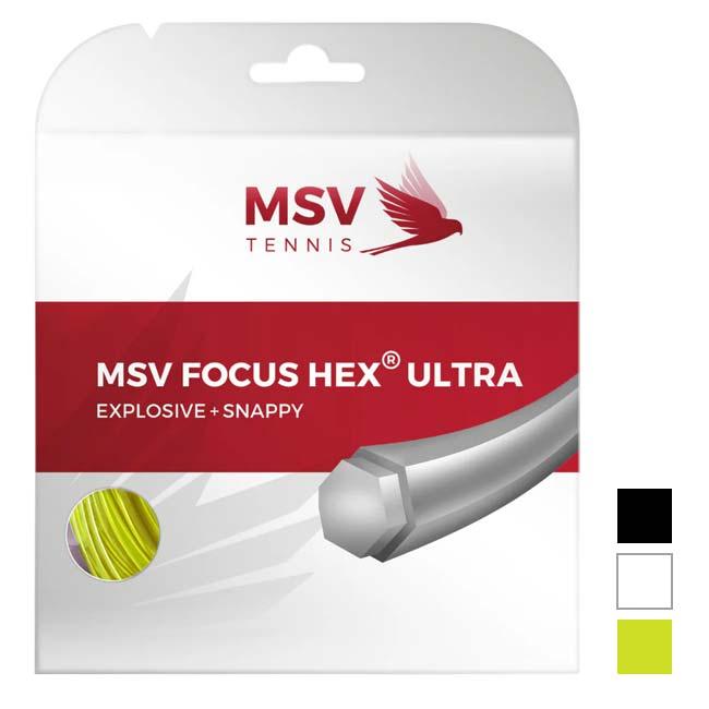 単張パッケージ品 MSV(エムエスブイ) Focus HEX ULTRA フォーカスヘックスウルトラ 1.10／1.15／1.20／1.25／1.30mm 硬式テニス ポリエステルガット(26y4m) | 