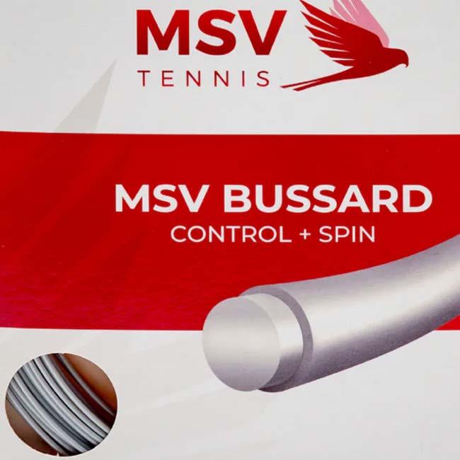 単張パッケージ品 MSV(エムエスブイ) BUSSARD バザード 1.20／1.25／1.30mm シルバー 硬式テニス ポリエステルガット(26y4m) |  | 01