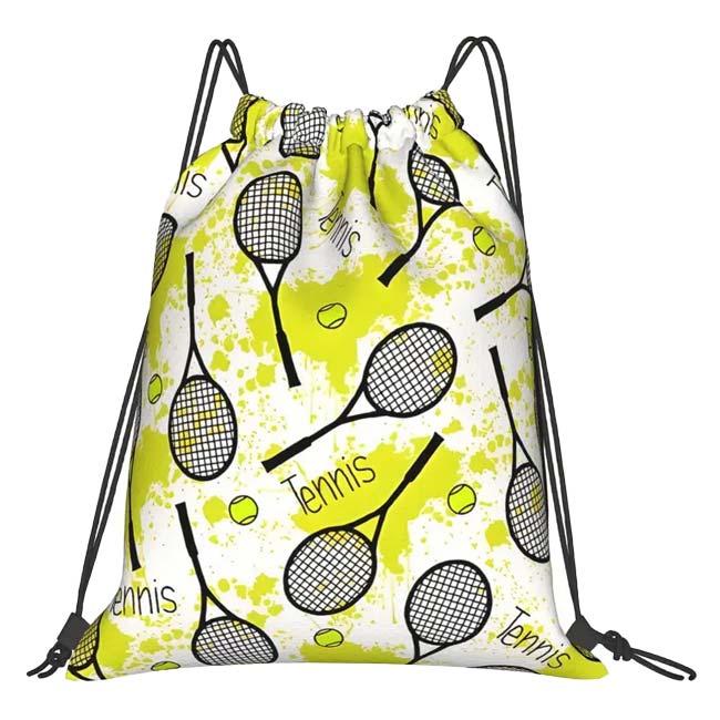 テニスラケット＆ボール柄 ドローストリングバッグ 巾着 ナップサック