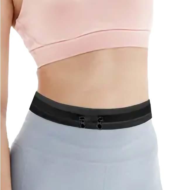 大切な貴重品をしっかり収納 盗難防止  多機能弾性 スポーツウエストバッグ ランニングポーチ 貴重品入れ 2ポケット仕様 防水 TE049977 ブラック(25y8m) | 