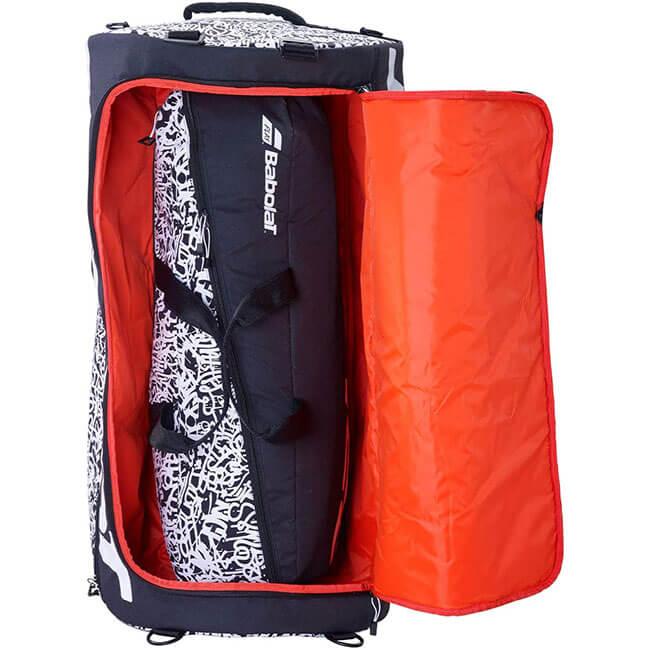 [3点セットで使いやすい!]バボラ(Babolat) ワンウィーク トーナメントバッグ トローリーダッフルバッグ 758003-145 ブラック×ホワイト(20y8m) メインコンパートメント×1 アクセサリポケット×1