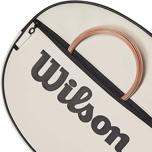 ラケット1本収納可 ウィルソン(Wilson) 2023 PREMIUM プレミアム ラケットカバー ラケットバッグ ワンショルダー WR8027701001-クリーム×ブラック(23y3m) | Wilson | 03