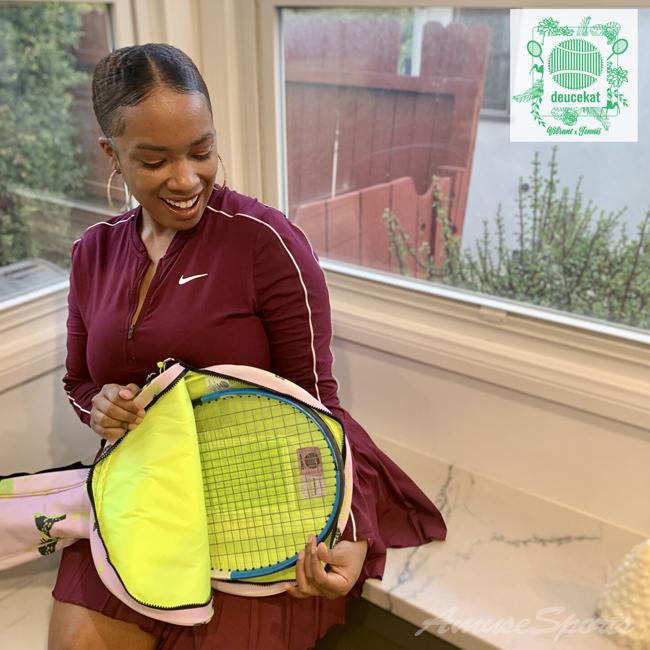 １・２本収納可能 deucekat(デュースキャット) Deuce Lime Bloom デュース ライム ブルーム ラケットバッグ  ラケットケース ソフト素材 |  | 02