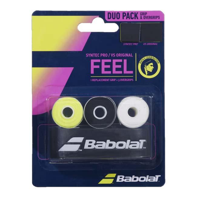 ラファエル・ナダル推奨 バボラ(Babolat) DUO PACK グリップ＆オーバーグリップ シンテック プロ ＋ブイエス オリジナル 670071-369BK×イエロー×WH(24y8m) | Babolat