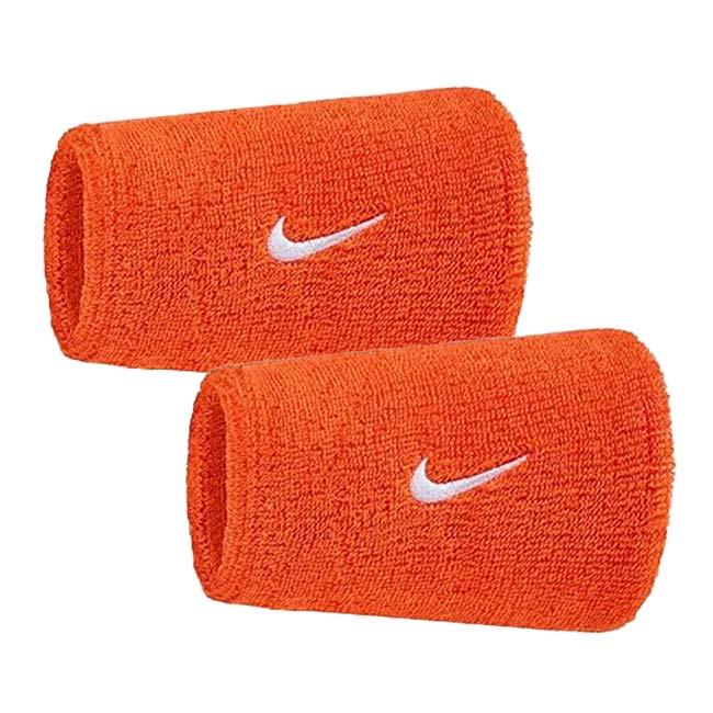 2個組 ナイキ(NIKE) ユニセックス Swoosh スウッシュ クラシック ダブルワイドリストバンド BN4000-802 チームオレンジ×ホワイト(25y7m) | NIKE | 01