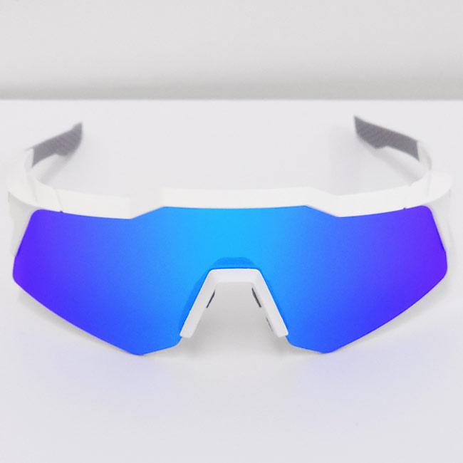 100%(ワンハンドレッド) スポーツサングラス SPEEDCRAFT XS スピードクラフト XS ブルーMLミラーレンズ クリアレンズ付 60009-00001マットホワイト(24y12m)の画像