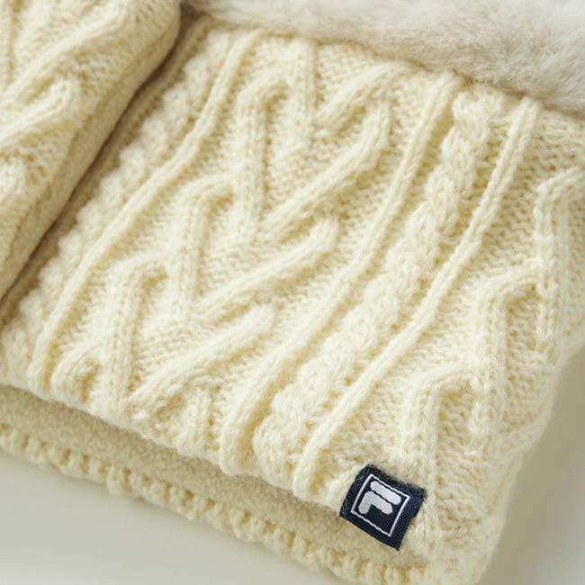 FILA(フィラ) 2025 FW レディース ニット素材 ネックウォーマー ケーブル編み ファー付き ホック留め式 795-941(25y10m) | FILA | 09