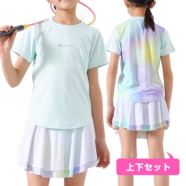 ジュニア(ガールズ) テニスウエア ボタニカル柄 半袖Tシャツ スコートセット TE319998(26y2mテニス) | 
