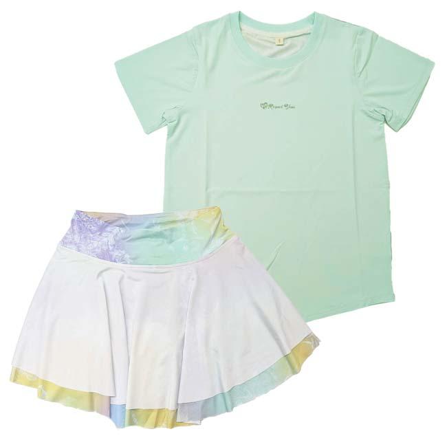ジュニア(ガールズ) テニスウエア ボタニカル柄 半袖Tシャツ スコートセット TE319998(26y2mテニス) |  | 01
