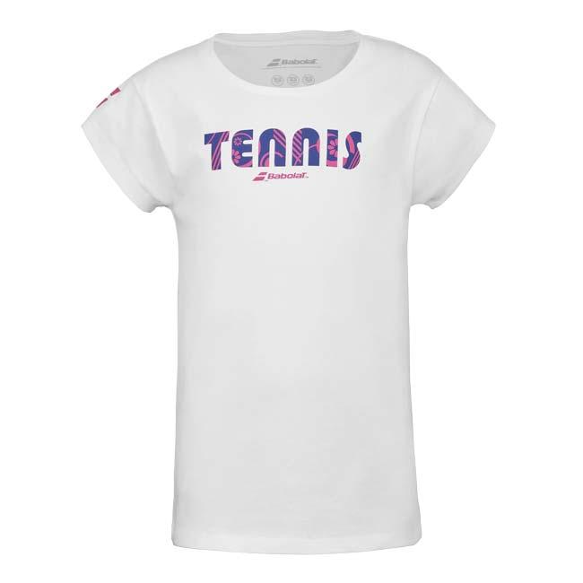 バボラ(Babolat) 2024 ジュニア(ガールズ) EXERCISE エクササイズ 綿混素材 テニス 半袖Tシャツ 4GS24444-1000 ホワイト(24y2mテニス) | Babolat