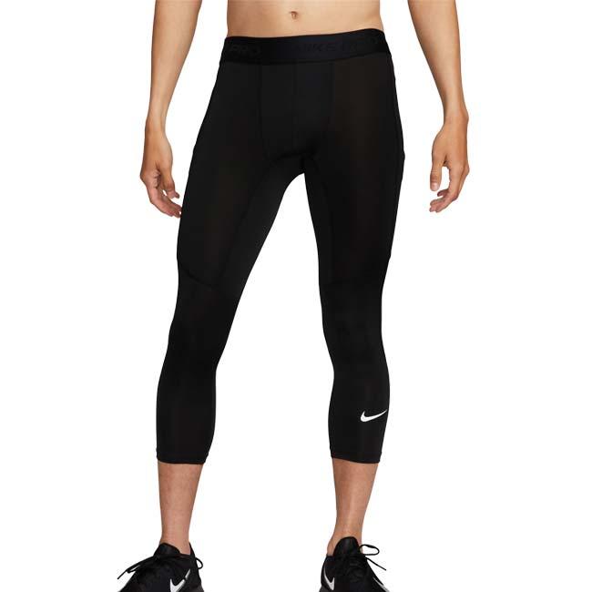 在庫処分特価 日本サイズ ナイキ(NIKE) メンズ PRO プロ Dri-FIT 七分丈 フィットネスタイツ FB7951-010 ブラック×ホワイト(26y9mトレーニング) | NIKE